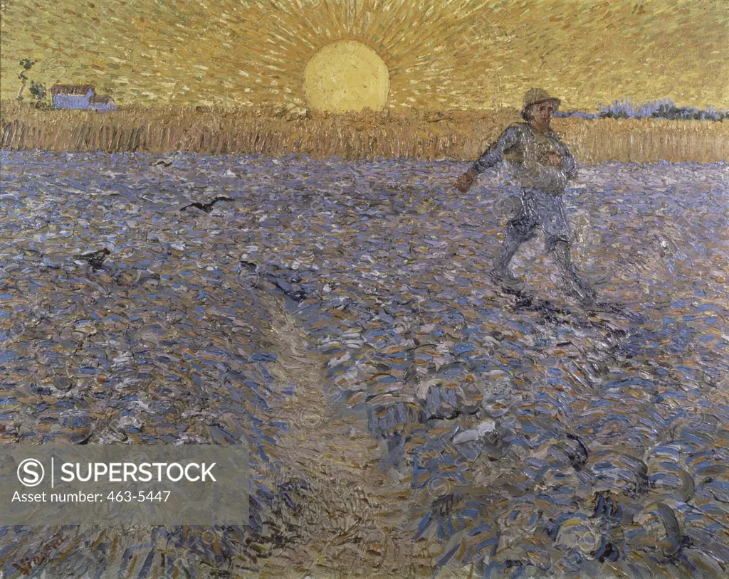 The Sower  1888 Vincent van Gogh (1853-1890 Dutch) Oil on canvas Kroller-Muller Museum, Otterlo, Netherlands  