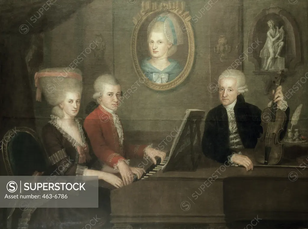 Portrait of Wolfgang Amadeus Mozart and Family 1780/1781 Johann Nepomuk della Croce  (1736-1819/German) Oil on canvas Mozart International Museum, Salzburg, Austria 