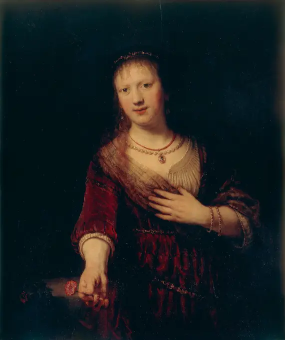 Rembrandt;Saskia with red flower