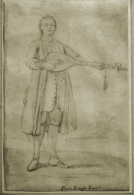 Longhi / Lute Player / Charcoal Drawing