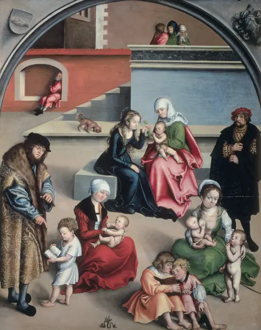 Holy Kinship (Detail of Artist and His Family)  1510/12 Lucas Cranach the Elder (1472-1553 German) Akademie der Bildenden Kunste, Vienna, Austria