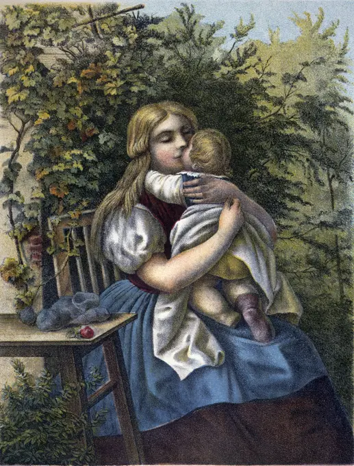 Young mother with child,  by Eduard Seydel,  (1822-1881)