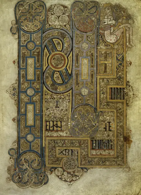 Book of Kells: Initial of the Evangelium of Mark 8th Century Manuscripts Trinity College, Dublin, Ireland