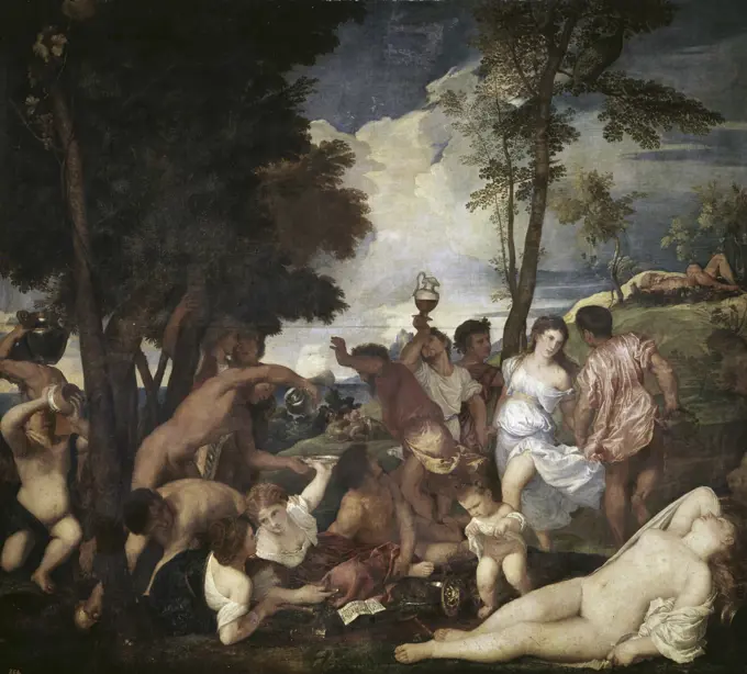 Bacchanal 1518-19 Titian (ca. 1485-1576 Italian) Oil on canvas Musee del Prado, Madrid 