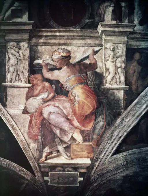 Libyan Sibyl  Buonarroti, Michelangelo(1475-1564 Italian) Fresco Sistine Chapel, Vatican City 