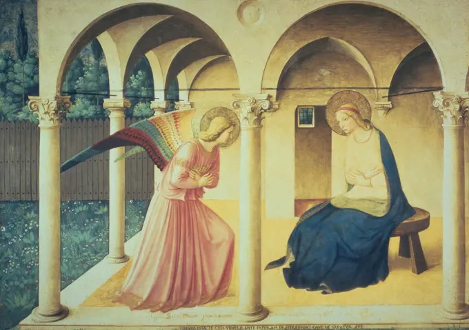 The Annunciation 1438-1445 Fra Angelico (ca.1395-1455 Italian) Fresco Museo di San Marco, Florence, Italy