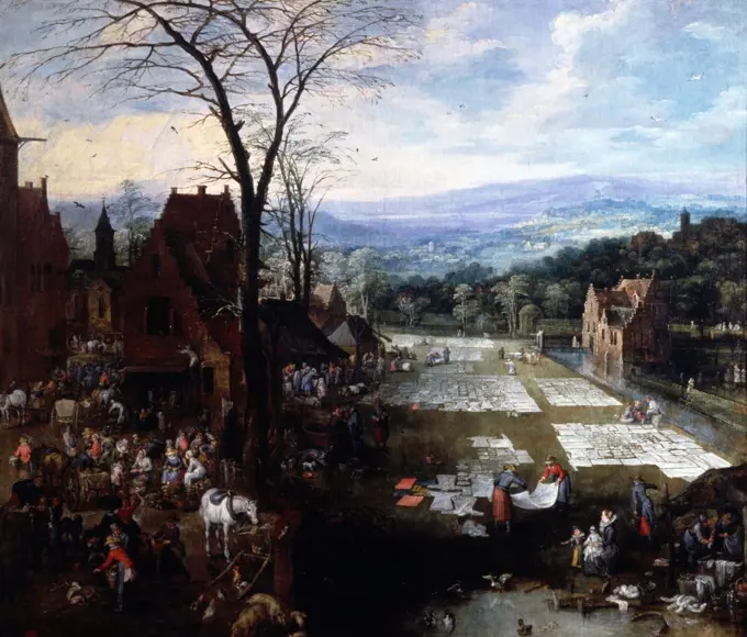 Flemish Market and Washing Place Jan Bruegel the Elder (1568-1625/Flemish) Museo del Prado, Madrid, Spain