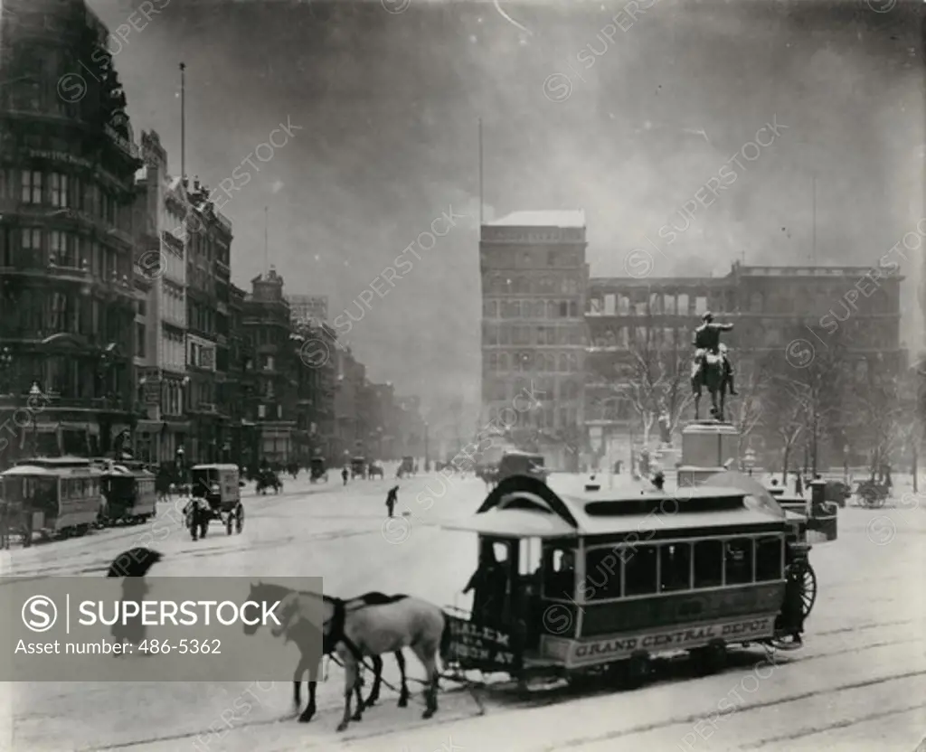 USA, New York State, New York City, Horsedrawn tram, Ca 1910