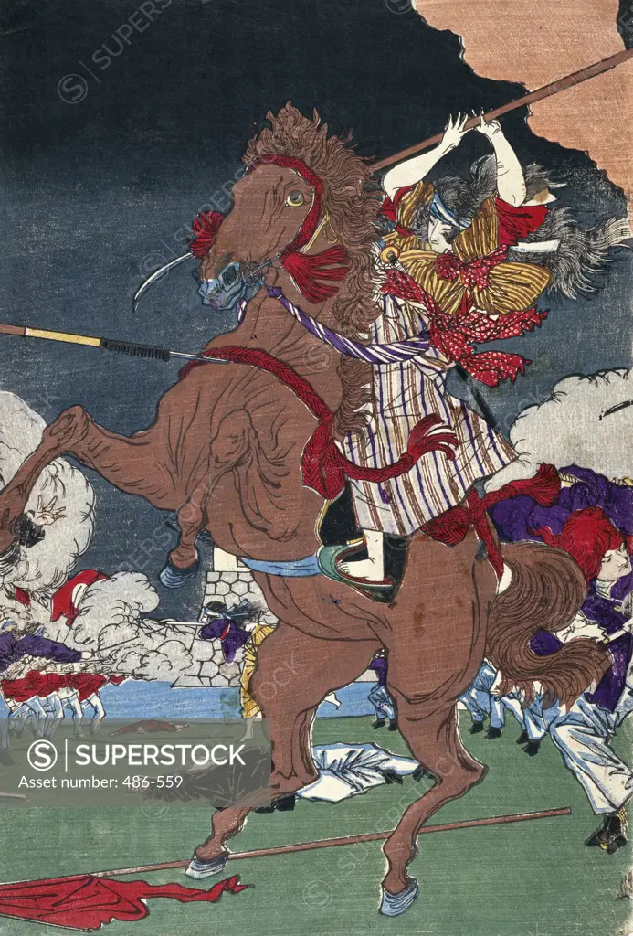 Battle at Kumamoto Castle, Kagoshima War (Detail) Artist Unknown (Japanese) Woodblock print Culver Pictures Inc.