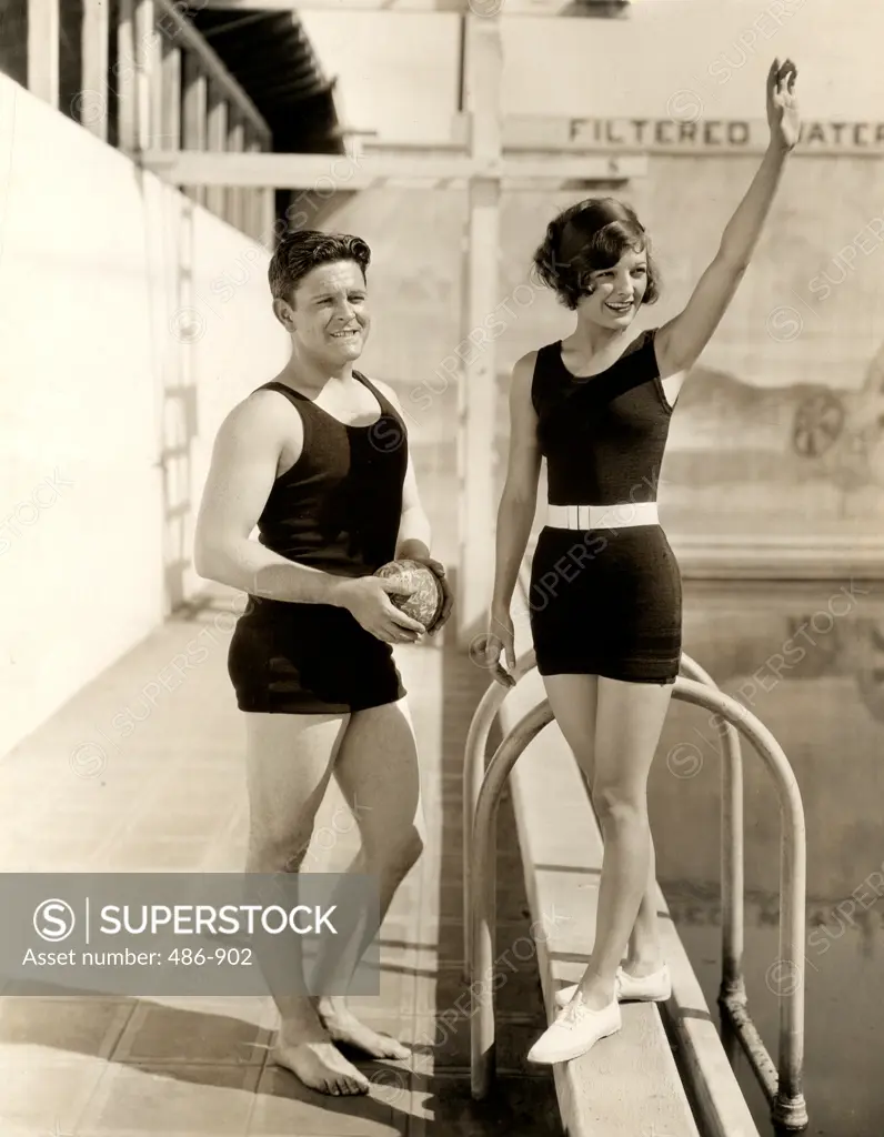 Young couple at pool