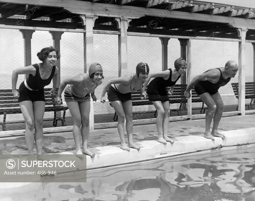 Swimming competition at pool