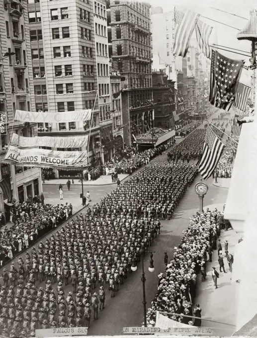 World War I Soldiers Homecoming Parade  New York City  USA  c. 1919  