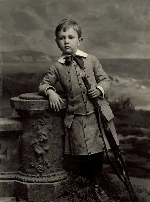 USA, New York, New York City, Portrait of boy, 1885