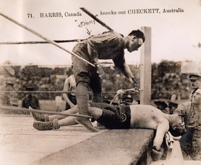 Jimmy Branson in fight between Harvis (Canada) and Checkett (Australia)