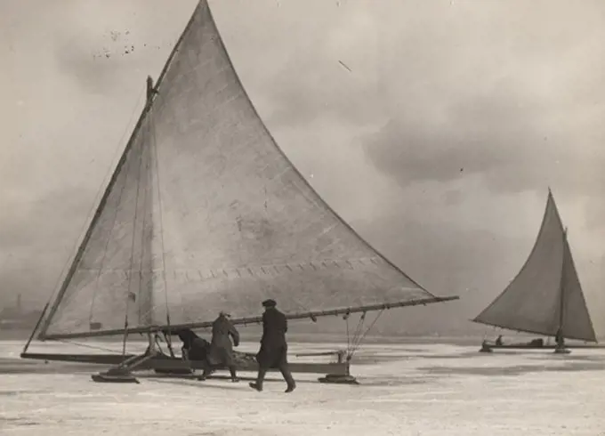 Canada, Ontario, Toronto, Toronto Harbor, Ice yachting