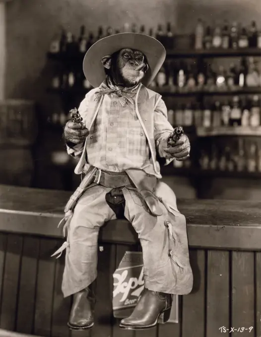 Scene from ""Little Covered Wagon"" Tiffany chimp comedy