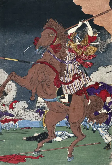 Battle at Kumamoto Castle, Kagoshima War (Detail) Artist Unknown (Japanese) Woodblock print Culver Pictures Inc.