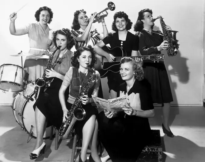 Group of women playing musical instruments