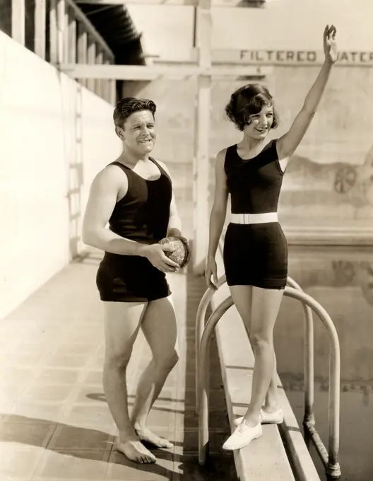 Young couple at pool