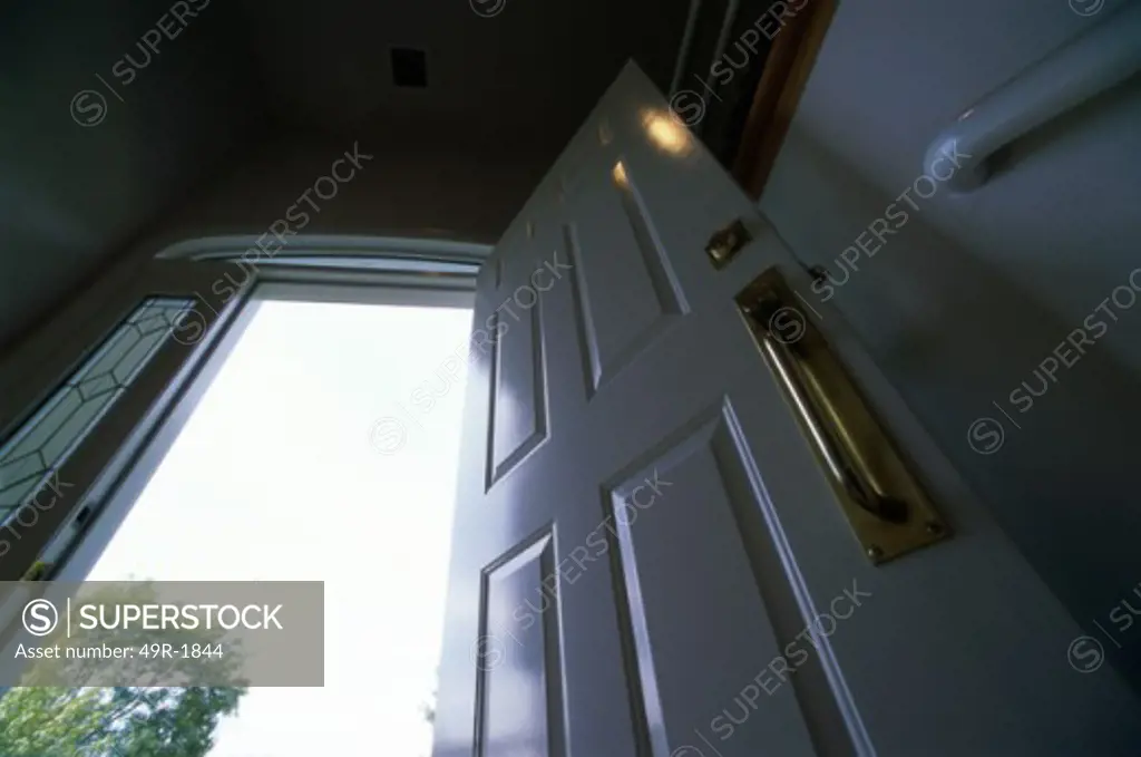 Low angle view of an open door