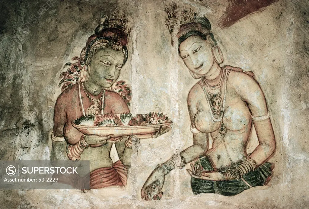 Lady With Attendant Sigiriya Rock Fresco, Sri Lanka (Ceylon) 5TH C. Asian Art(- ) Fresco