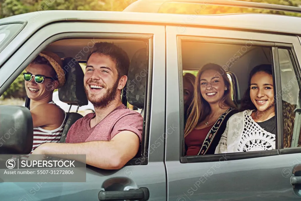 Exploring all they can. Cropped shot of a group of friends enjoying a roadtrip together.