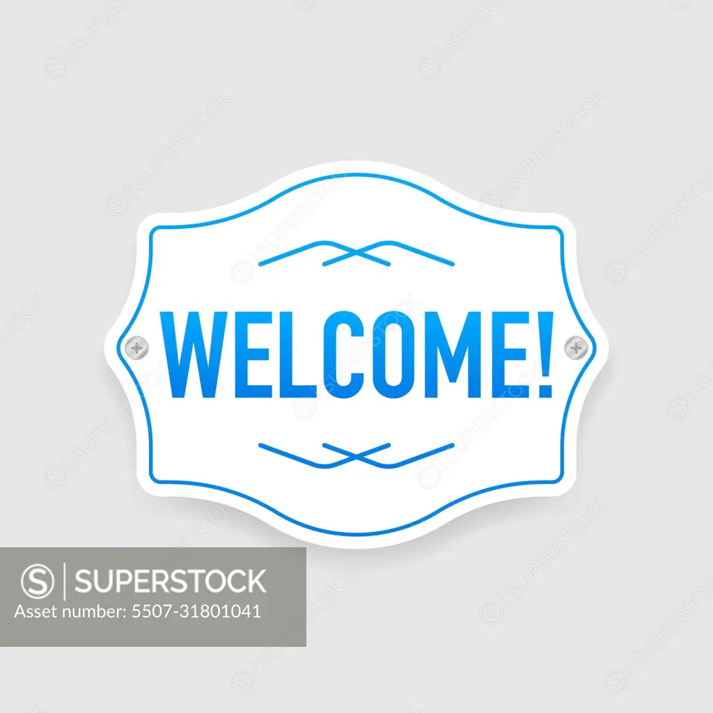 Welcome business sign on door. Vector illustration.