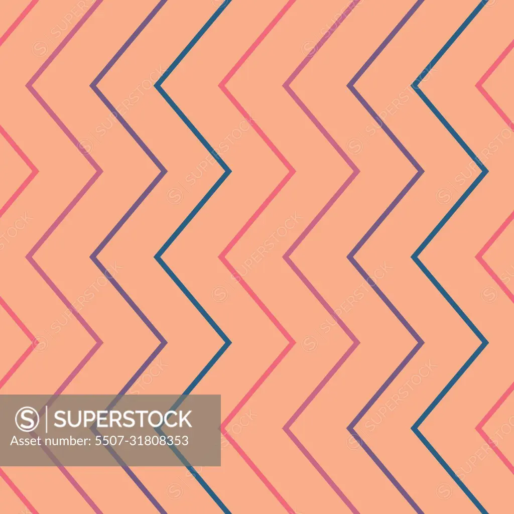 Bright zig zags on peach orange background seamless pattern. Minimalist and simple scandinavian style.