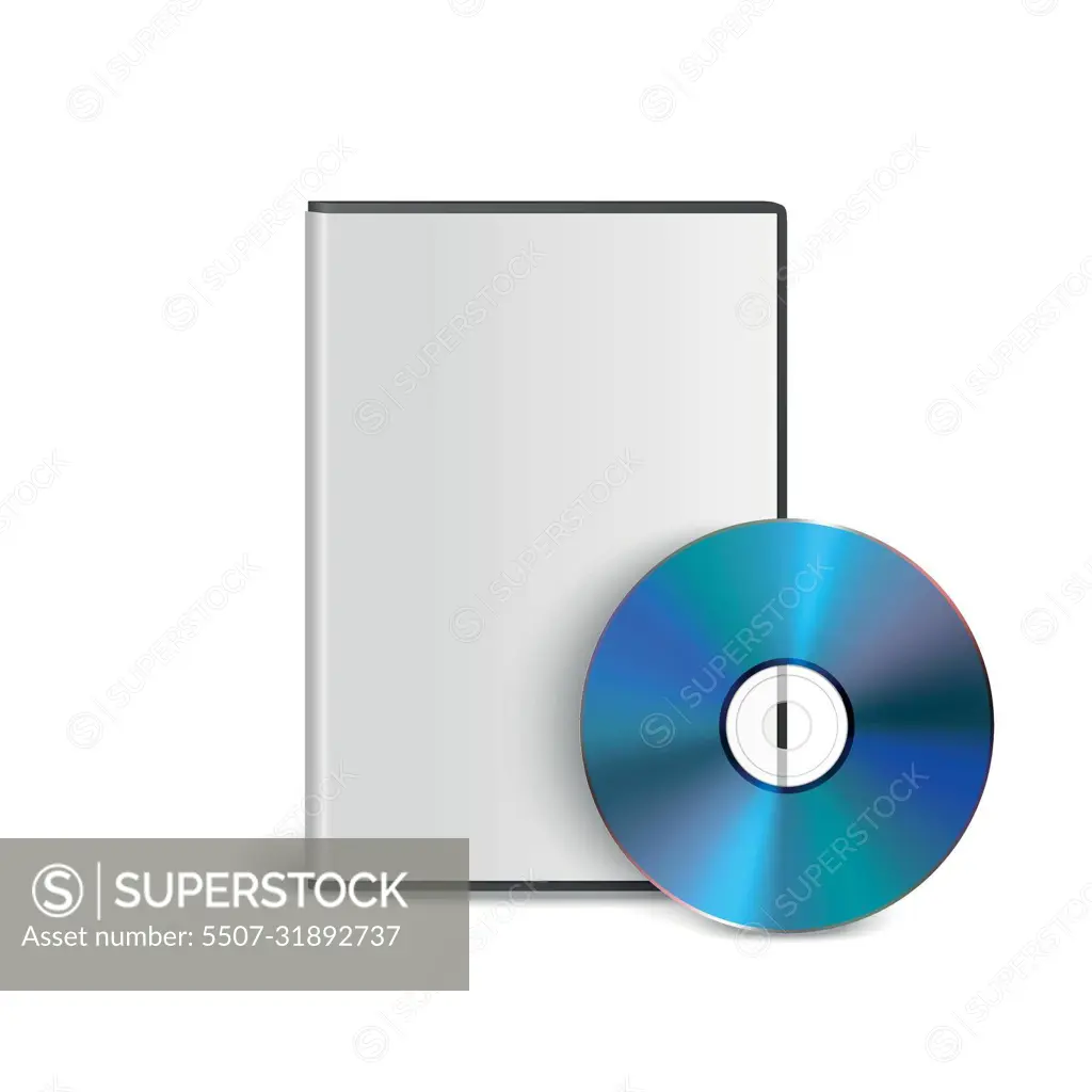 Vector 3d Realistic Blue CD, DVD with Case Isolated on White. CD Box, Packaging Design Template for Mockup. Compact Disk Icon, Front View