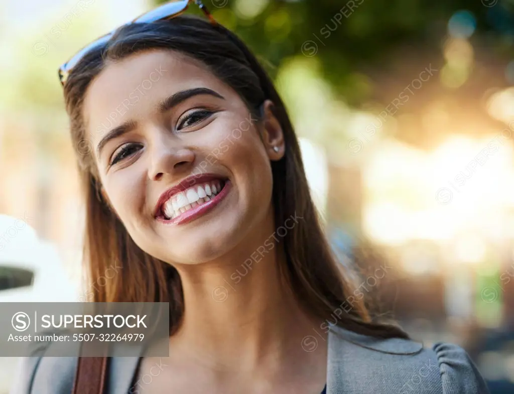 Im so ready for this day. Cropped portrait of an attractive young woman on her morning commute to work.