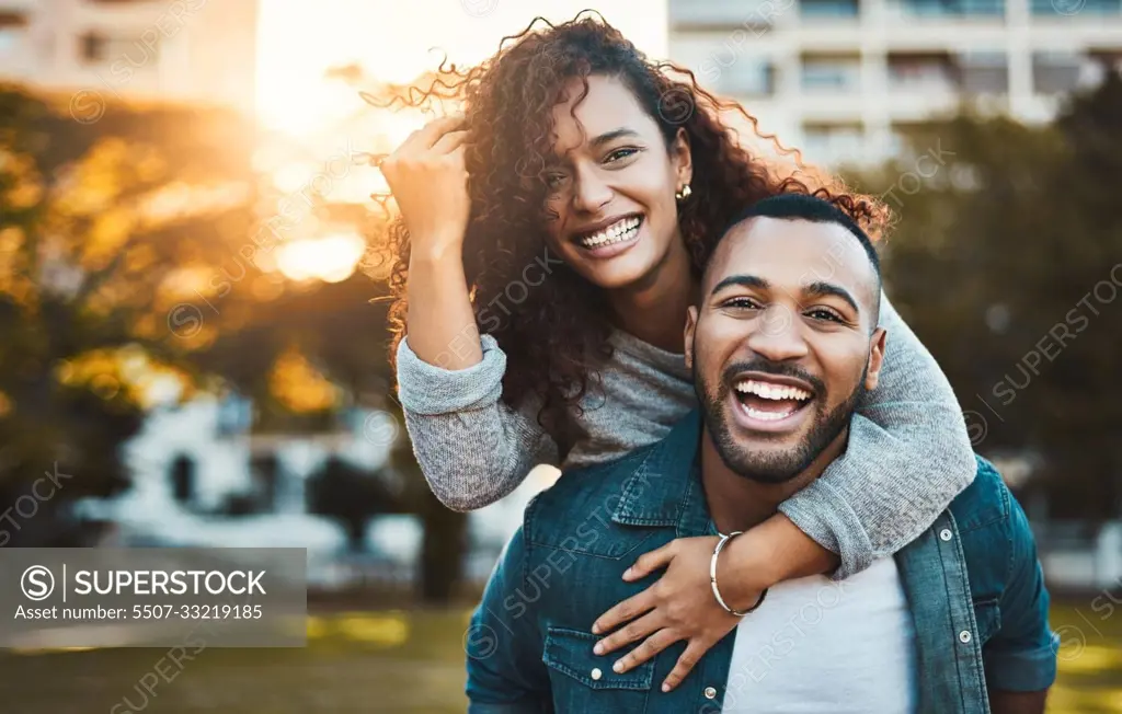 Our love is true love. Portrait of a young couple having fun together outdoors.