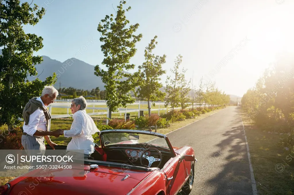 Im here and still in love with you. a senior couple going on a road trip.