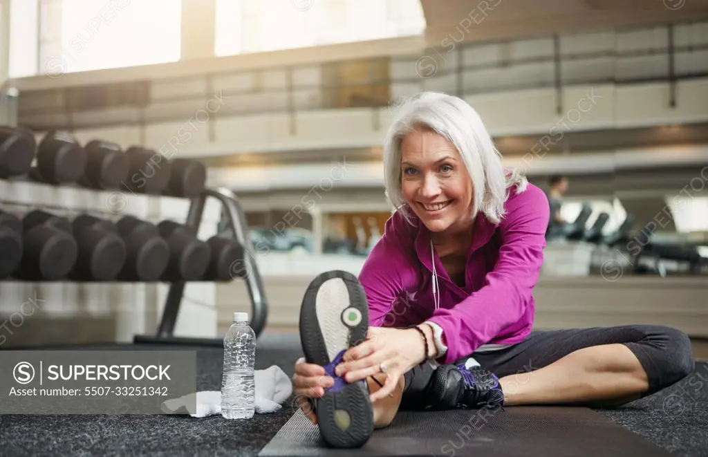 Fit Mature Woman Work Gym Exercises Stock Photo 1225889665