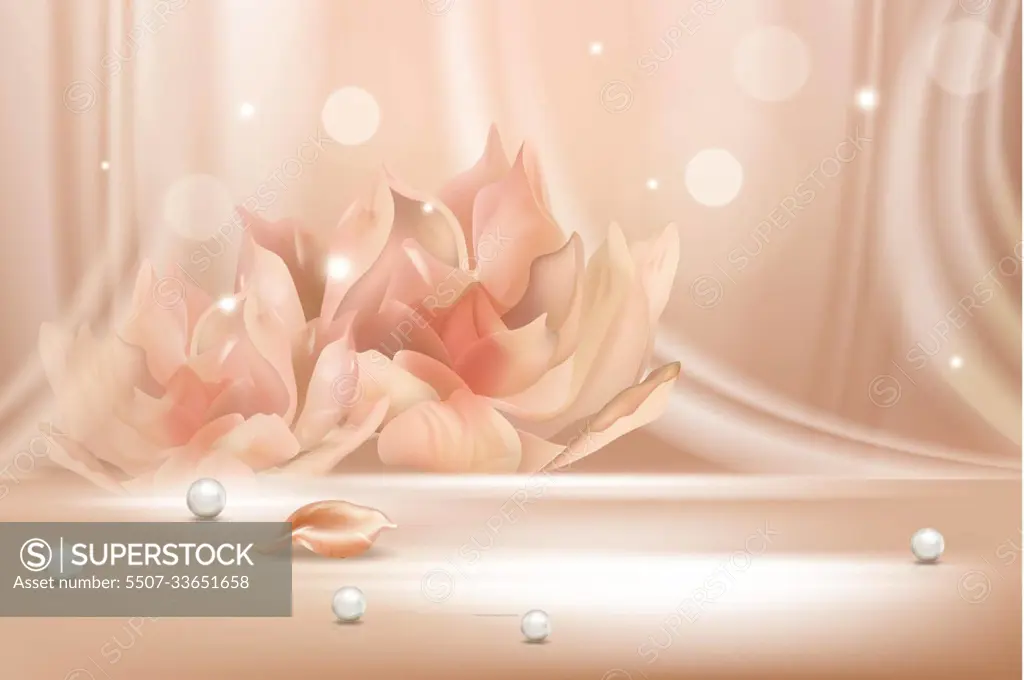 Peach flower gradient soft abstract background realistic vector illustration concept