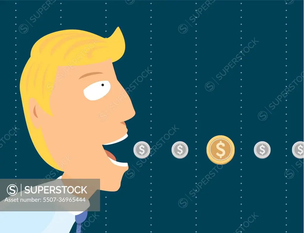 Businessman eating coins