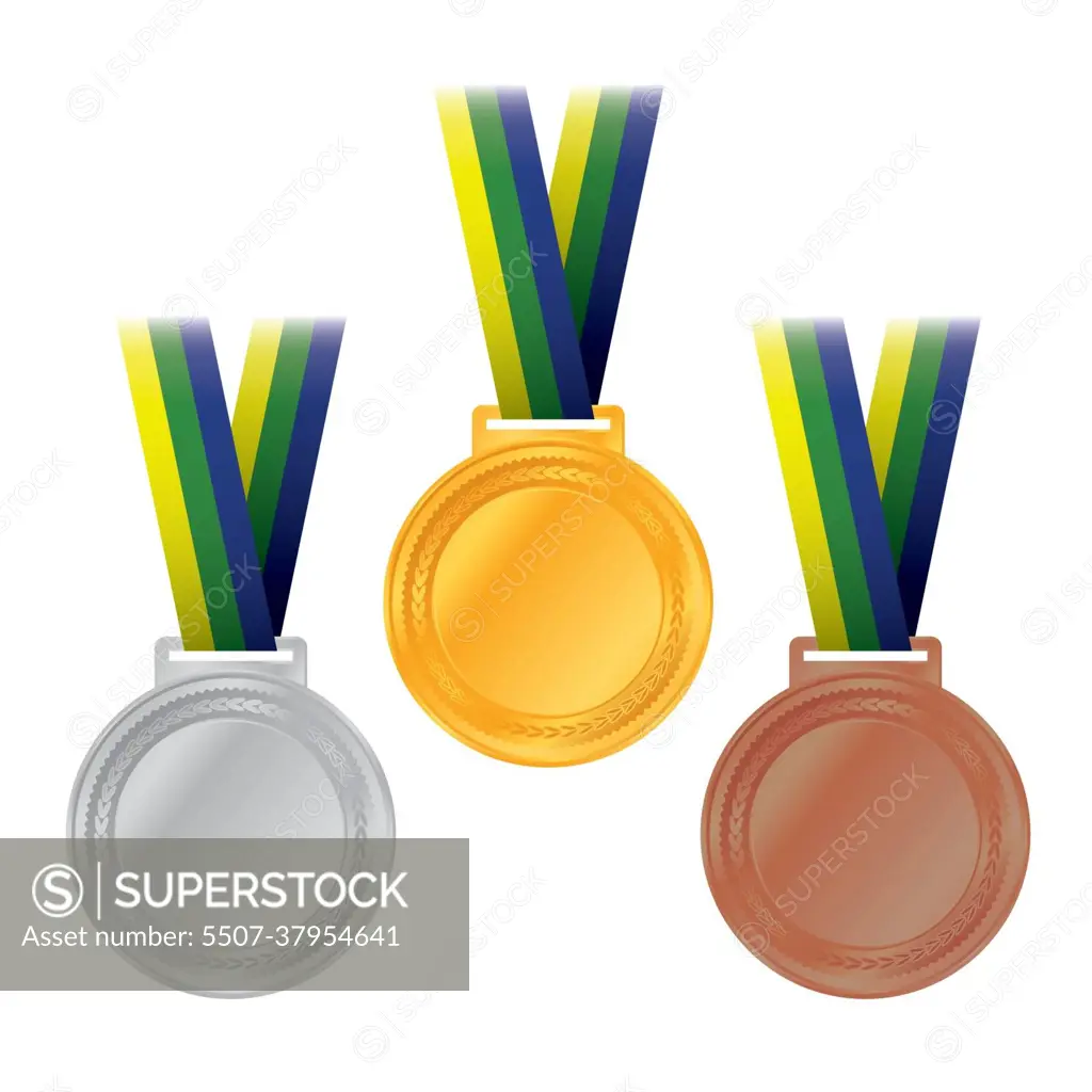 Olympic Medals Gold Silver Bronze Illustration