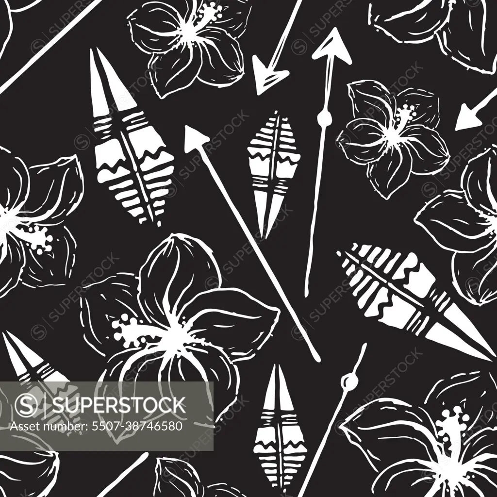 Vector seamless pattern. Universal colorful summer hawaiian flow