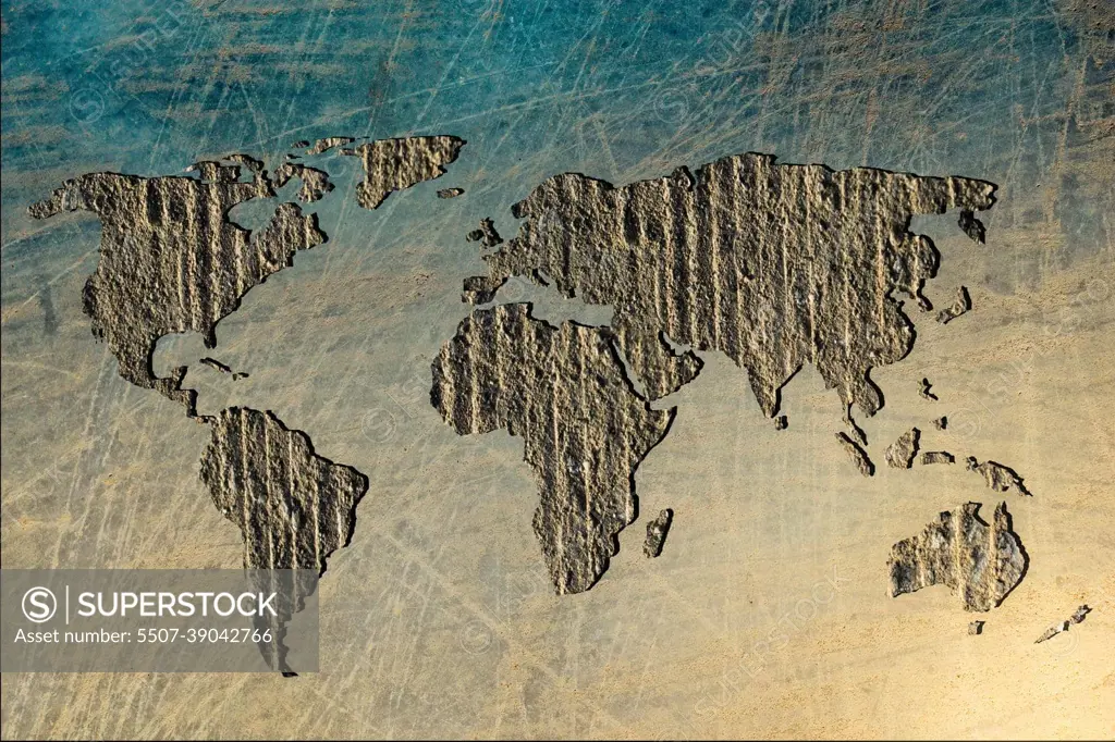 Roughly sketched out world map with rock filling