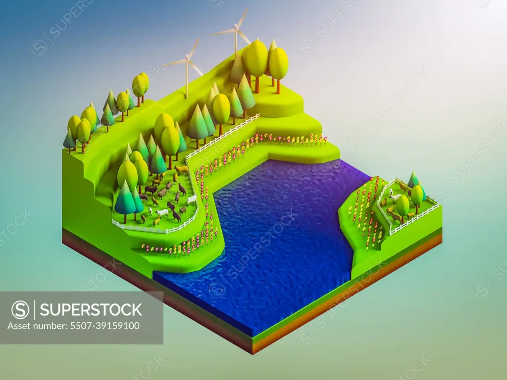 green earth concept in isometric view