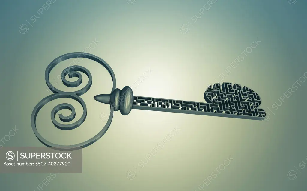 The key is a maze, on a gray gradient background.