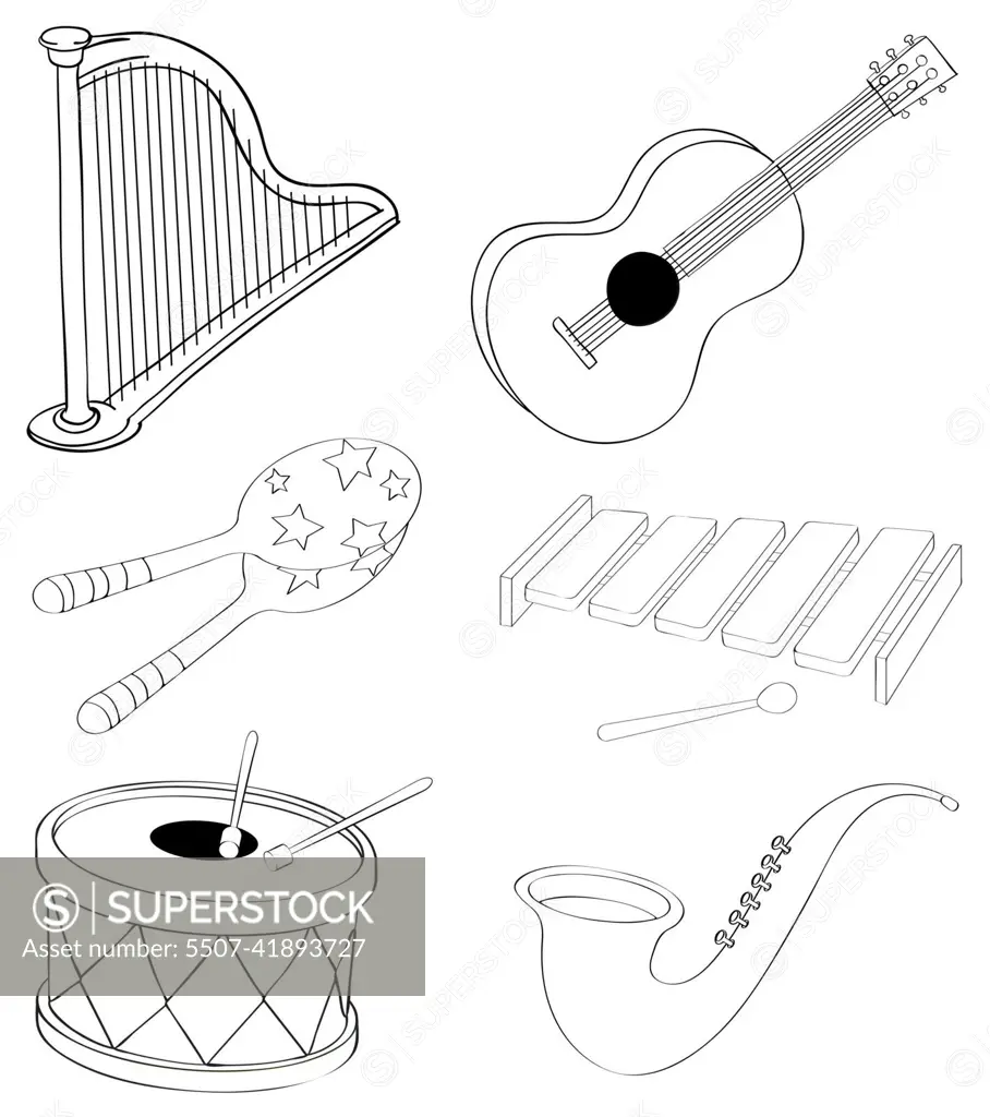 Kinds of musical store instruments with pictures