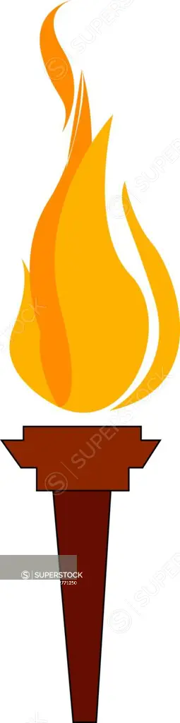 Torch with flame, illustration, vector on white background.