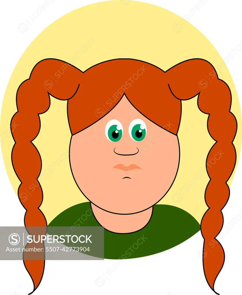 Cute chubby girl with braids, illustration, vector on white back -  SuperStock