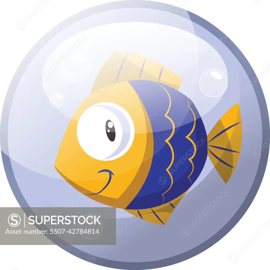 Cartoon Fish With Sunglasses And Smiling Stock Photo, Picture and