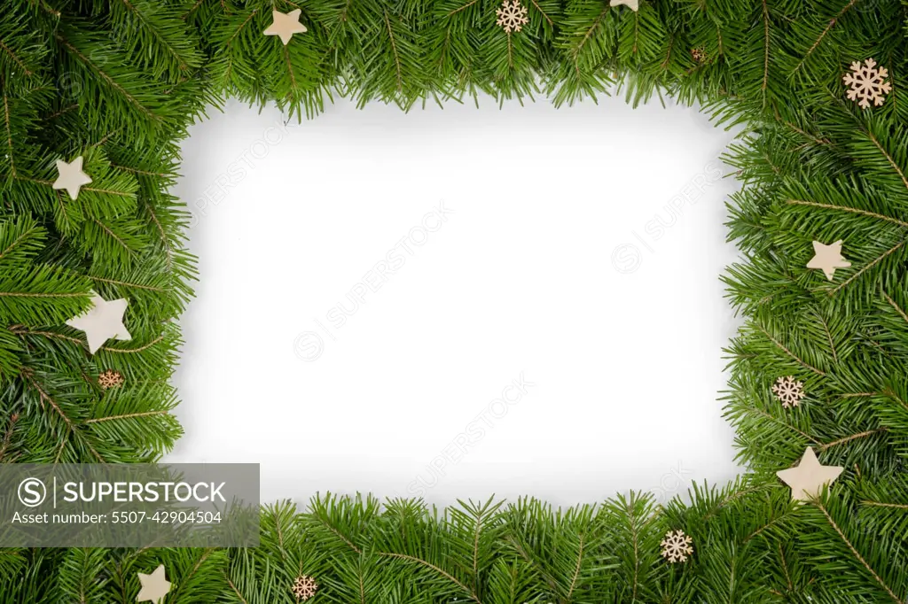 Christmas border of fir branches