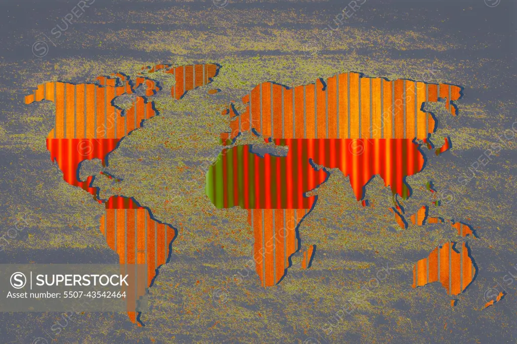 Roughly sketched out world map with patterns