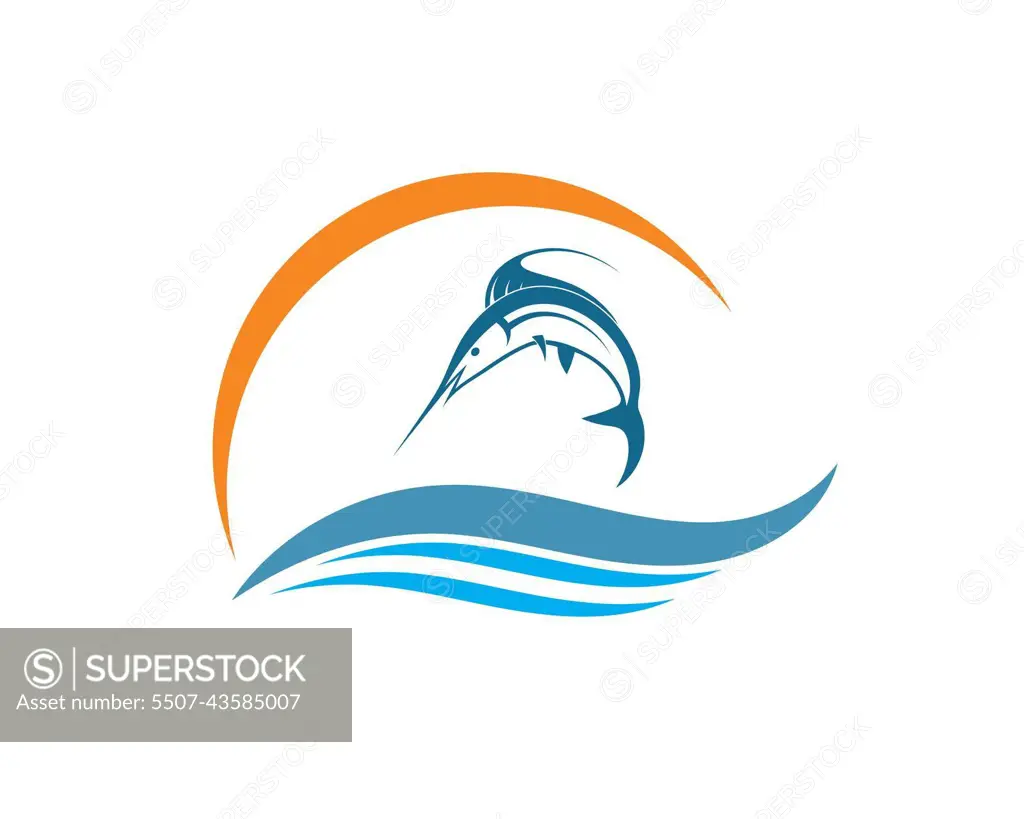 blue marlin fish icon logo illustration