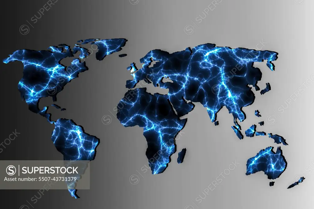 Roughly outlined world map with patterns fillings