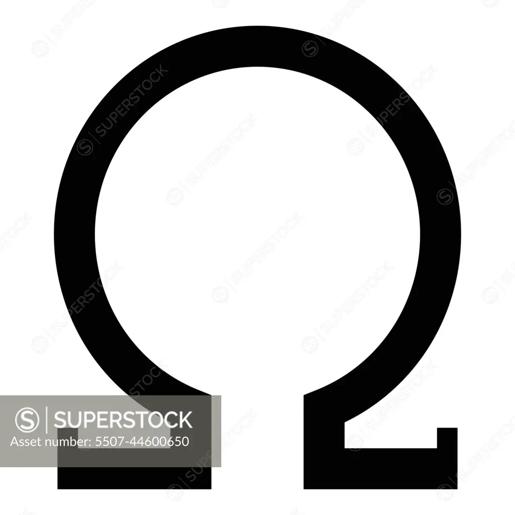 Omega greek symbol capital letter uppercase font icon black colo