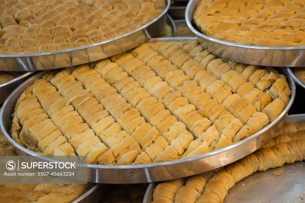 Turkish traditional baklava desert at the Market